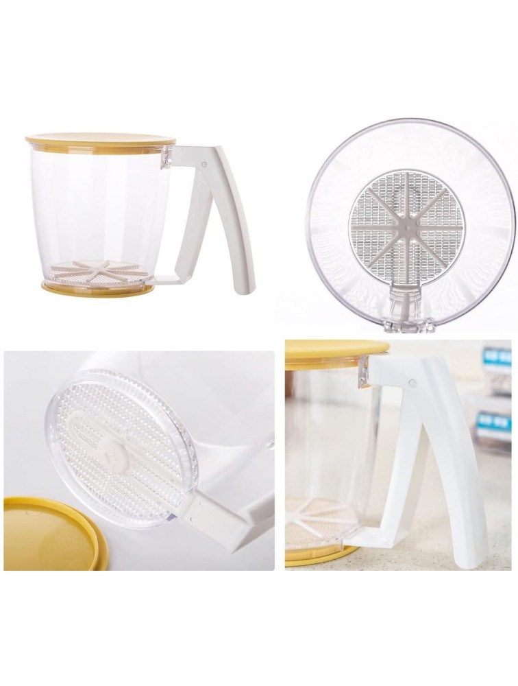 Flour Sifter for Baking Large Sifter Hand Press Flour Sieve Powder Flour Mesh Sifter Baking Tools for Flour Powdered Sugar - B0J9KAM8W