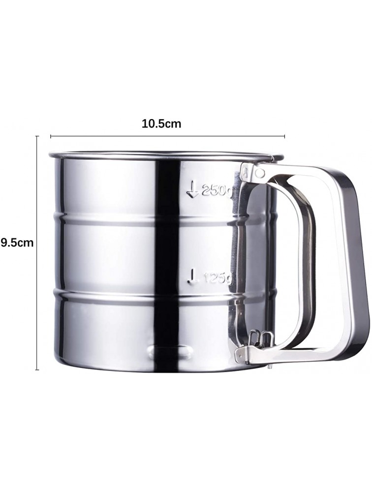 Flour Sifter McoMce Stainless Steel Sifter for Baking Double Layers Sifter Powder Sugar Shaker with Hand Press Design Flour Sifter for Baking in the kitchen - BAGWNSH91