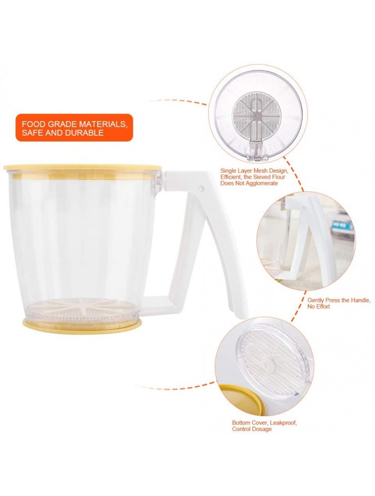 Flour Sifter,Plastic Flour Strainer Powder Mesh Sieve Baking Supplies Tools with Lid - BIPSR7SUQ