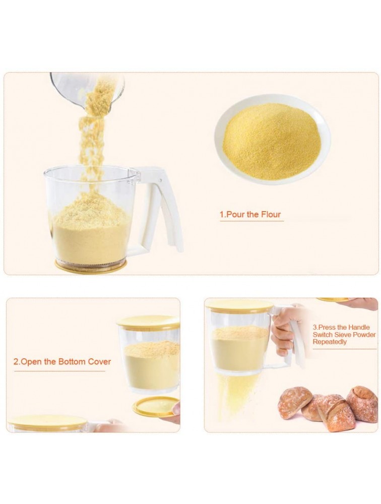 Flour Sifter,Plastic Flour Strainer Powder Mesh Sieve Baking Supplies Tools with Lid - BIPSR7SUQ