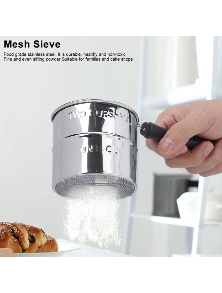 Household Stainless Steel Single Layer Flour Sifter Handheld Fine Mesh Sieve Powder Sifter Kitchen Baking Supplies - B0XK68ROP