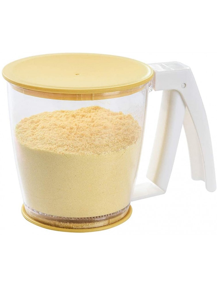 Newooh Plastic Flour Strainer Fine-mesh Flour Sieve with Top and Bottom Lids Hand-held Flour Sieve - B518JOCID