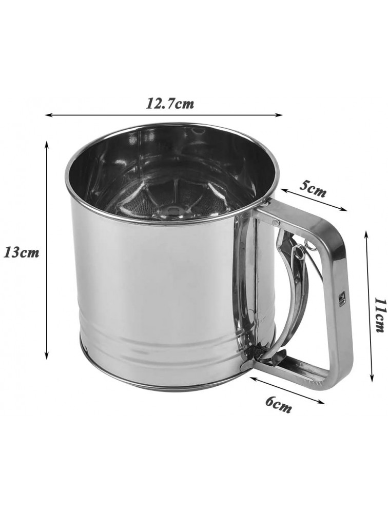 QLOUNI Stainless Steel Flour Sifter Large Baking Sieve 4 Cup Handheld Flour Sieve Baking Sugar Sifter Strong Structural Design Double Mesh Sieve for Fine Sifting of Sugar Flour and Coffee Powder - BVOYTZPJA