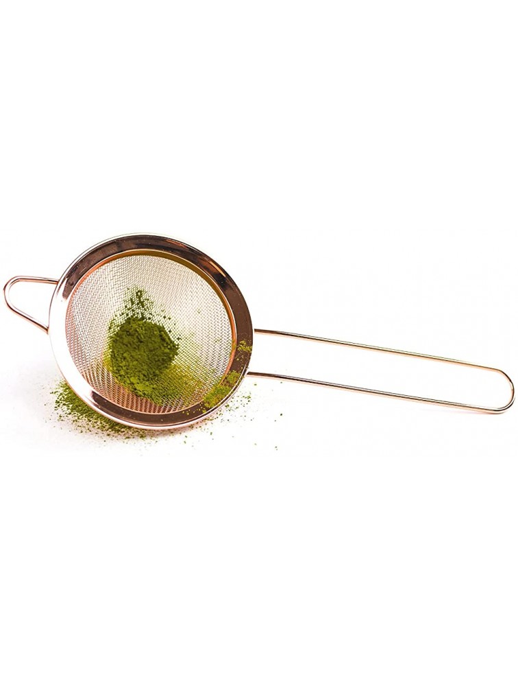 Rose Gold Tea Sifter – Stainless Steel Tea Strainer with Long Handle – Fine Mesh Sieve- Eliminate Clumps – Perfect for preparing Traditional Matcha Tea - BCNODFXRD