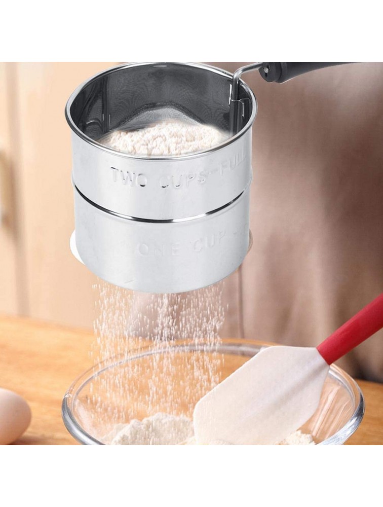 Stainless Steel Flour Sifter Basket Rotary Hand-Held Crank Flour Sifter Sugar Powder Flour Fine mesh Strainer for Baking Cooking and Frying Bakeware Supplies - BRJ3VIM8R