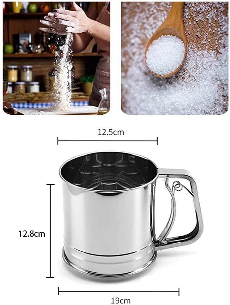 Stainless Steel Flour Sifter Hand-held Flour Sieve Cup with Handle Double-layer DIY Baking Tools for Baking Powered Sugar - BZEIOQH0E