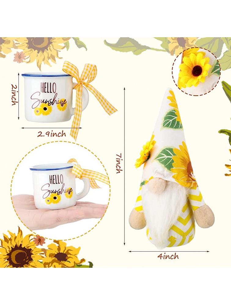 10 Pcs Sunflower Tiered Tray Decor Set Includes Sunflower Coffee Mug Sunflower Mini Rolling Pins Wood Bead Garland with Tassel Sunflower Gnome Decor You are My Sunshine Wooden Farmhouse Decor Gift - BMXT1L85R