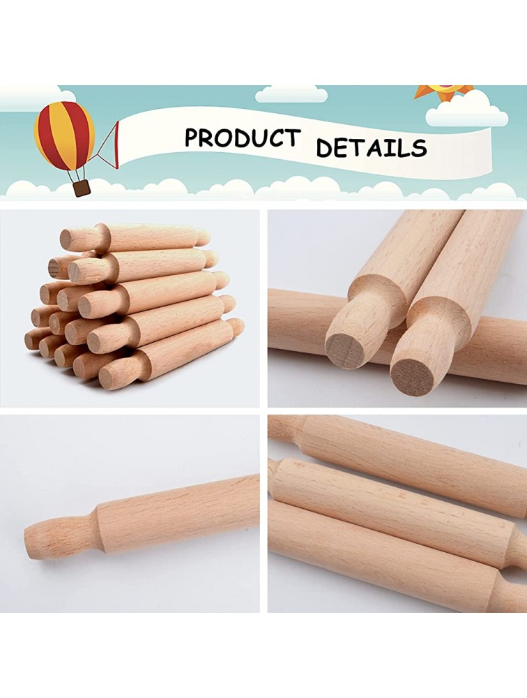 15 Pieces Mini Rolling Pins for Crafts 5.5 Inches Long Wooden Rolling Pin Dough Roller French Rolling Pins Fondant Roller Kids Rolling Pin with Thickness Rings for Baking Fondant and Play - BP8F29HZT