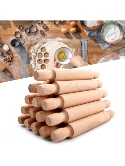 15PCS Mini Rolling Pins for Crafts 5.5 Inches Long Wooden Rolling Pins for Baking Kids Rolling Pin Fondant Rolling Pin with Thickness Rings French Rolling Pin for Dumplings Pizza Dough Pasta - B8N986R8L