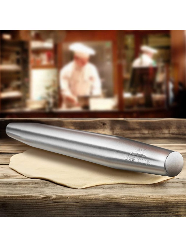 16 Stainless Steel French Rolling Pin by Last Confection Tapered Design for Pasta Baking Cookies Pastries and Pizza Dough - BBAQBMRRB
