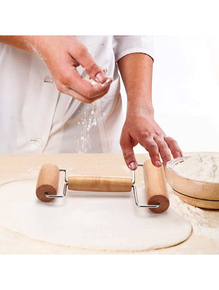 2 Pieces Pizza Plastic Dough Docker Wood Pastry Pizza Roller Time-Saver Pizza Dough Roller Docker for Pizza Crust or Pastry Dough - BPB2RPEXG