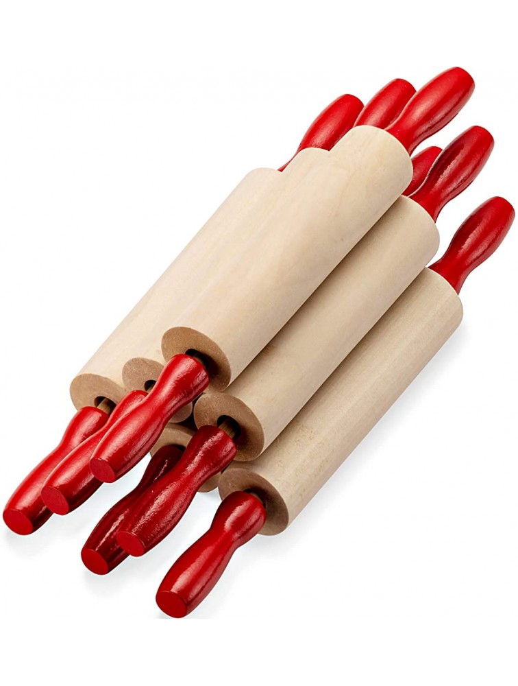 7.5 Inch Kids Wooden Rolling Pins Pack of 6 Mini Rolling Pin Set for Crafts Baking Cooking Dough Art Wood Rolling Pin with Handles for Kitchen or Children's Imaginative Play - B4OE4IKG6