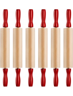 7.5 Inch Kids Wooden Rolling Pins Pack of 6 Mini Rolling Pin Set for Crafts Baking Cooking Dough Art Wood Rolling Pin with Handles for Kitchen or Children's Imaginative Play - B4OE4IKG6