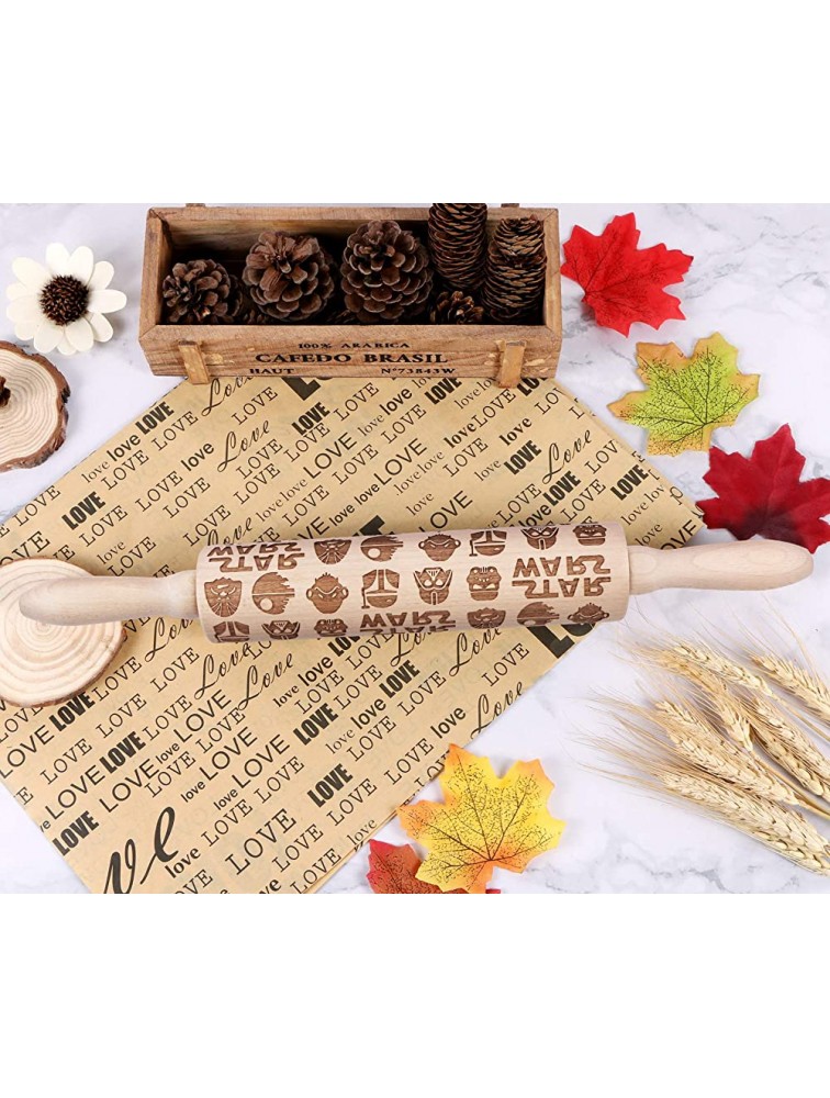 Embossed Wooden Rolling Pins,Evermarket Engraved Embossing Rolling Pin with Star Wars Pattern for Baking Embossed Cookies,Cute Rolling Pin Kitchen Tool for Kids and Adults - BFH0BG74K