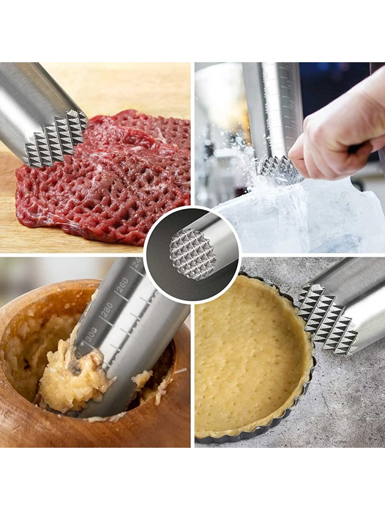 FANGSUN Rolling Pin for Baking French Stainless Steel Rolling Pin Dough Roller for Pizza Fondant Cookie Ravioli Pie Crust 15 Inch Long With Meat Tenderizer End - B2Q124B34