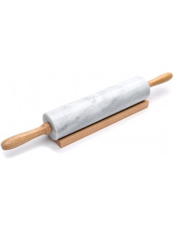 Fox Run White Marble Rolling Pin with Wooden Cradle 2.5 x 18 x 2.5 inches - BHJH5OOZL