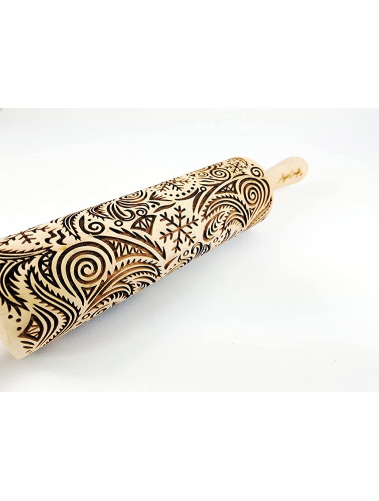 FROST Embossing rolling pin for Christmas cookies gingerbread shortbread by Algis Crafts - B2X9LAA36