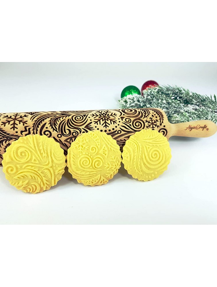 FROST Embossing rolling pin for Christmas cookies gingerbread shortbread by Algis Crafts - B2X9LAA36