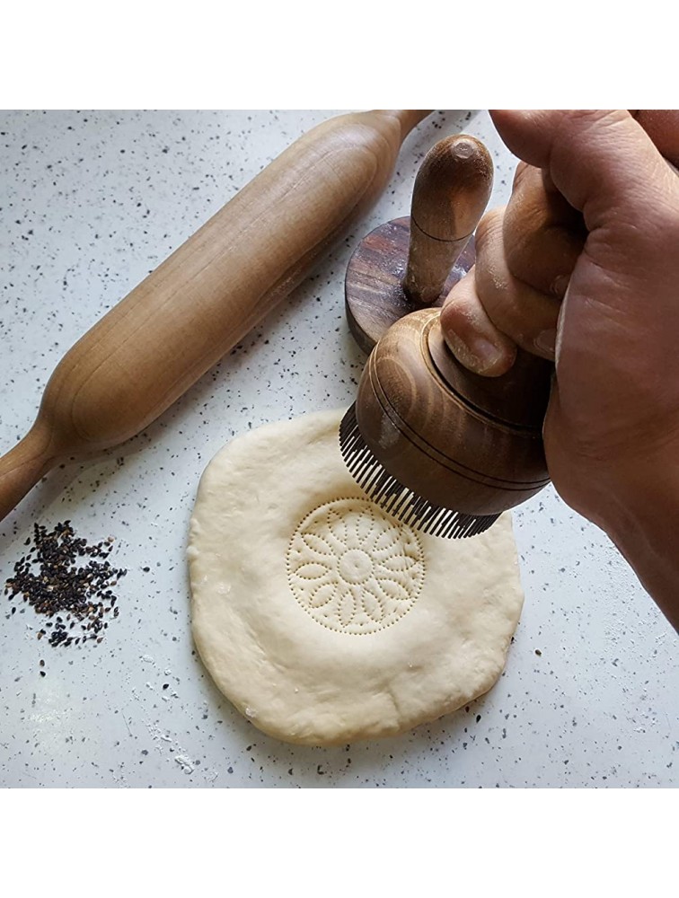 Low-priced three-piece set of traditional handmade Uzbekistan bread stamping tools 1.96 inch each in diameter + Free cookbook - BOJF39P4V