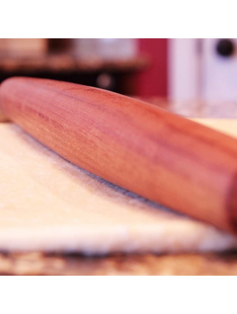 Mahogany French Rolling Pin: Tapered Solid Wood Design. Hand Crafted in the USA. - B6CVI5K3Q