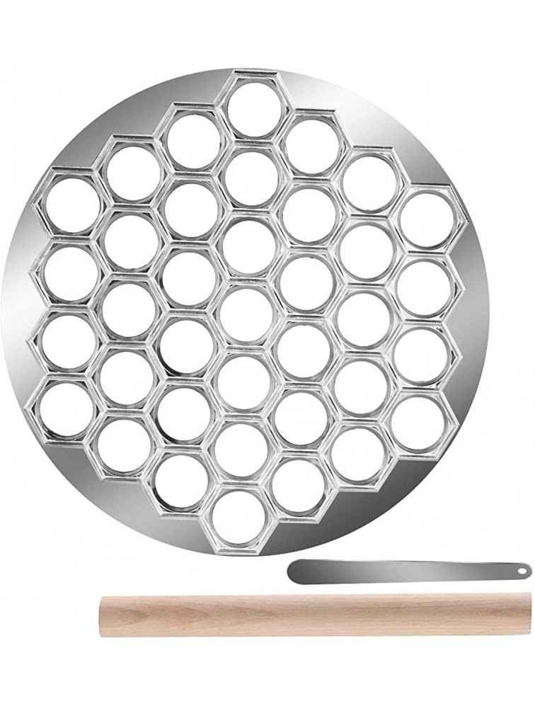 Pelmeni Ravioli Maker Molds With Rolling pin And Pick stick，Stainless Steel，Handmade Dumping 27cm Metal Molds Set 27cm - B2CW35PUX