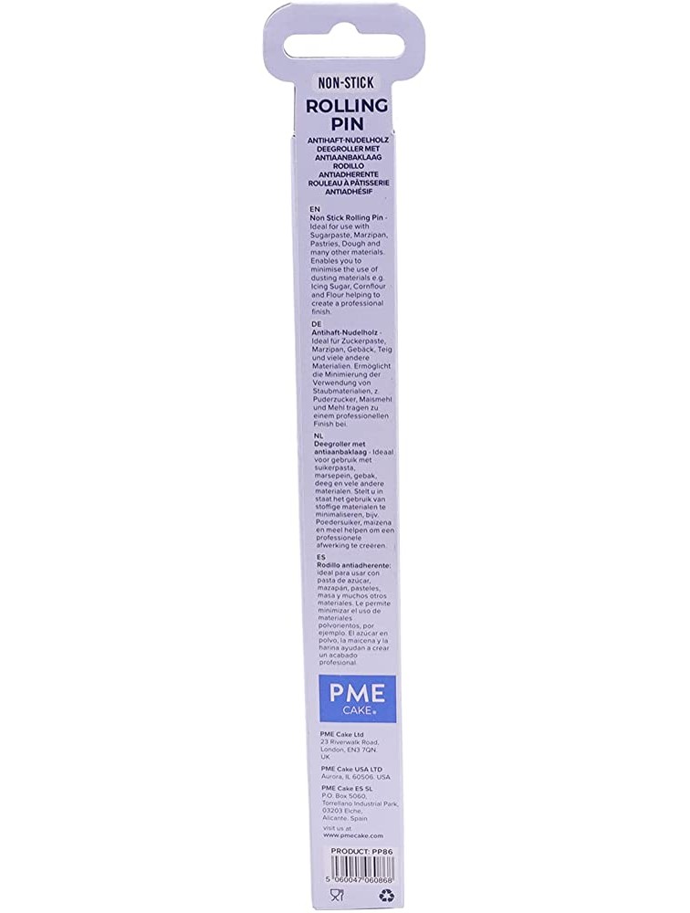 PME Non-Stick Rolling Pin 9 in for Cake Decorating Standard White - BFU4SGUV9