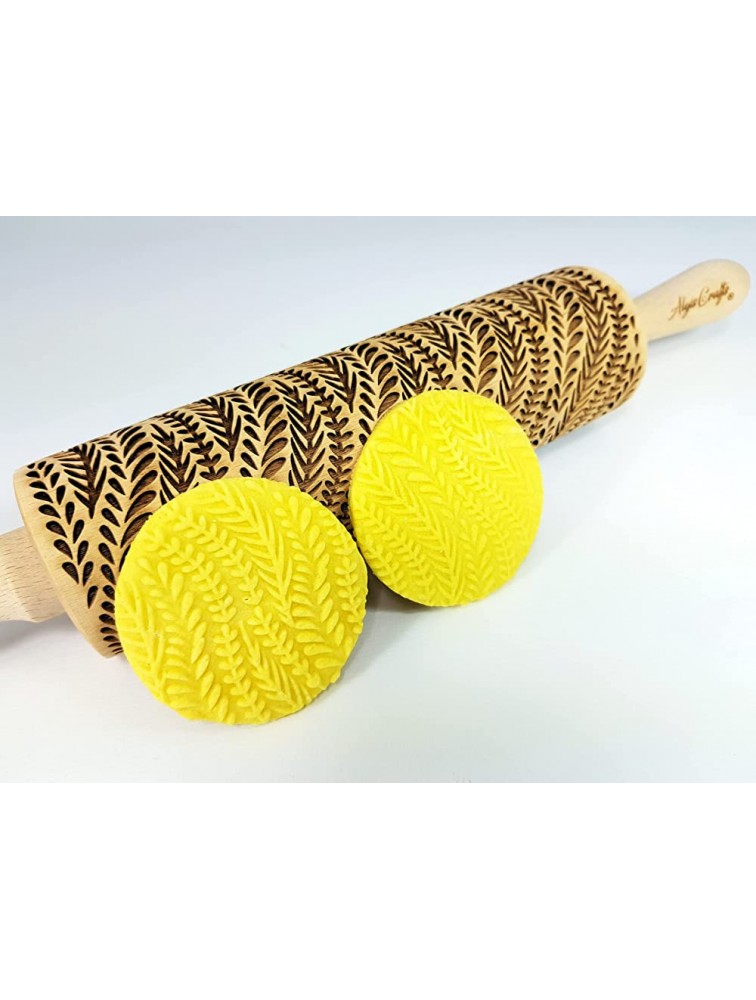 RIVER Embossed Rolling Pin. Dough Roller for Embossed Cookies and Potery by Algis Crafts - BNMH9X5IN