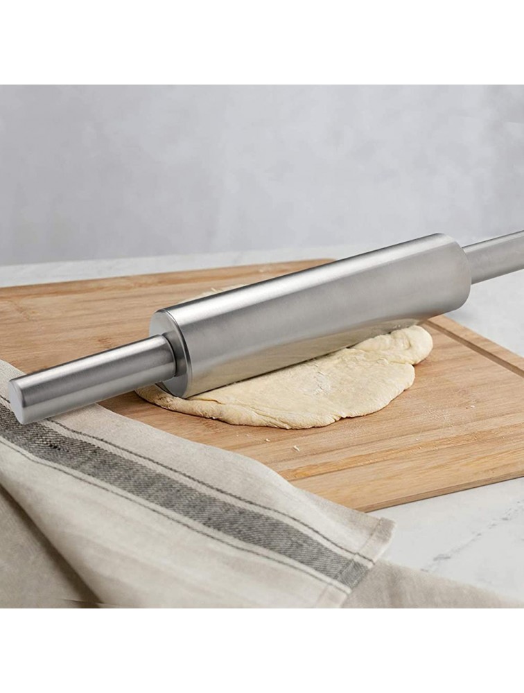 Rolling Pin 15 inch Smooth Professional Metal Dough Roller Hollow Design Nonstick Stainless Steel Roller for Baking Fondant Pie Crust Pastry Cookies Pizza Dough Pasta - B41IB6K8V
