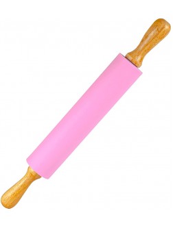 Silicone Rolling Pin for Baking Nonstick Surface Wooden Handle 17" Large - BVNYB0349