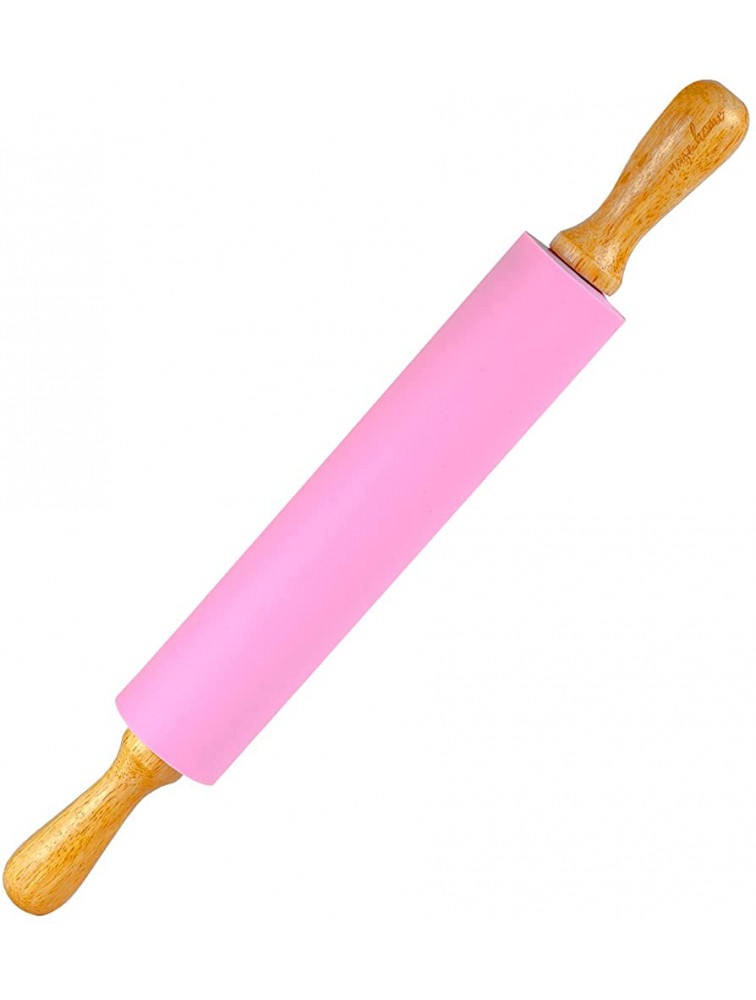 Silicone Rolling Pin for Baking Nonstick Surface Wooden Handle 17" Large - BVNYB0349