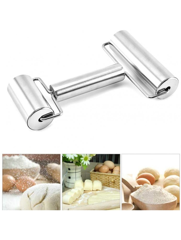 Smooth Stainless Steel Rolling Pin Pastry and Pizza Double Dough Baker Roller Metal Kitchen Utensils Ideal for Baking Dough Pizza Pie Pastries Pasta and Cookies - BJ6F6RW8P
