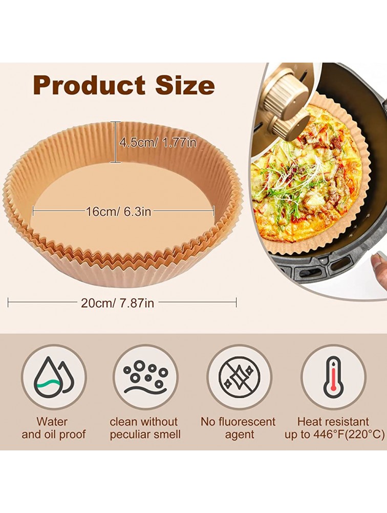 100 PCS Air Fryer Disposable Paper Liner 7.9 Inch GIPTIME Non-stick Disposable Air Fryer Liners Baking Paper for Air Fryer Oil-proof Water-proof Parchment for Baking Roasting Microwave - B0CU08GGV