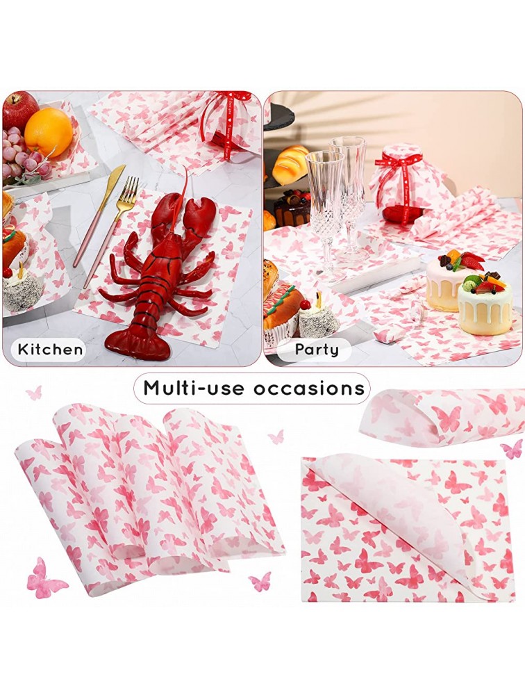 150 Pcs Wax Paper Sheets Baking Wrapping Wax Paper Roll Butterfly Deli Paper Sheets Holiday Tissue Paper for Food Basket Sandwich Hamburger Butterfly Theme Baby Shower Birthday Party Dessert Decors - BNJ4VZKNV