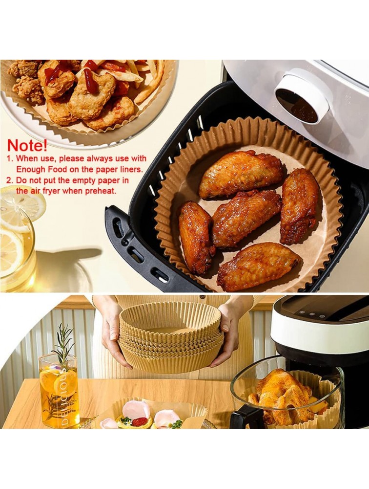7.9inch Air Fryer Disposable Paper Liner 100PCS Non-stick Disposable Air Fryer Liners Baking Paper for Air Fryer Oil-proof Water-proof Parchment for Baking Roasting Microwave Natural - BJIMCJ0JO
