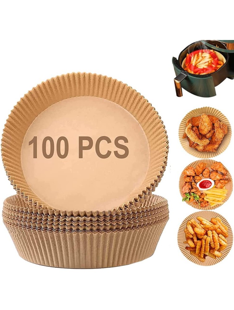 7.9inch Air Fryer Disposable Paper Liner 100PCS Non-stick Disposable Air Fryer Liners Baking Paper for Air Fryer Oil-proof Water-proof Parchment for Baking Roasting Microwave  Natural - BJIMCJ0JO