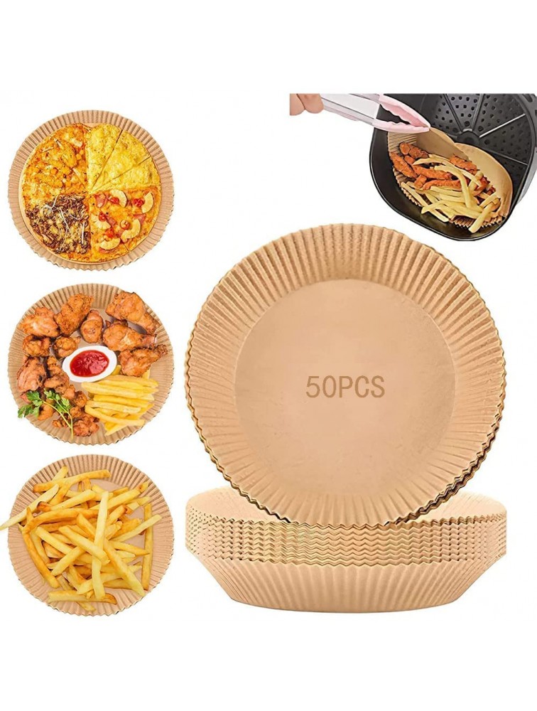 Air Fryer Disposable Paper Liner 50 PCS Non-Stick Air Fryer Liners Oil-proof Water-proof Parchment Paper Round Cooking Baking Paper for Air Fryer Baking Roasting Microwave 6.3inch - BQ0HUJHQ6