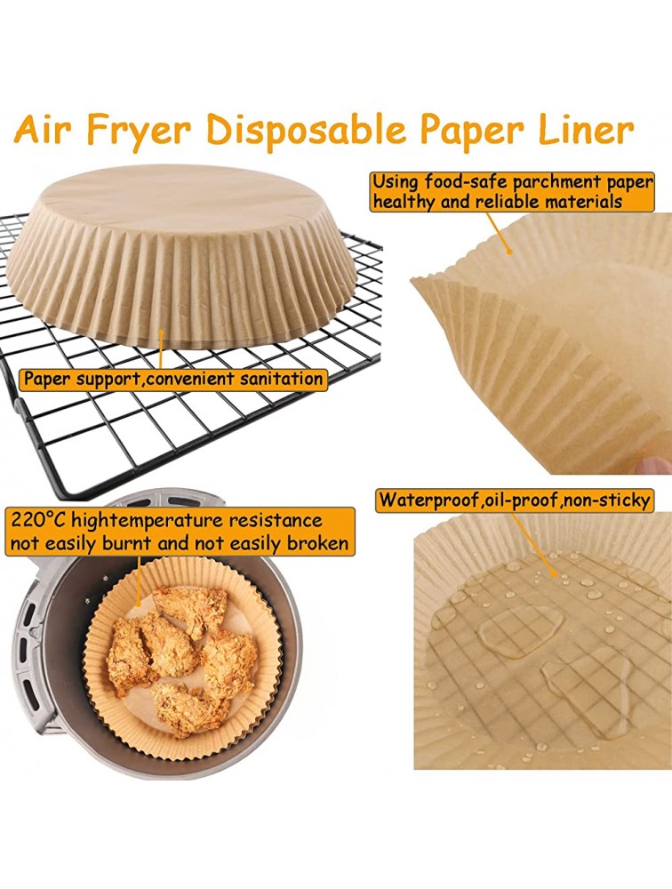 Air Fryer Disposable Paper Liner 6.3 inch 50pcs [Medium size] Non-Stick Air Fryer Liners for 3-5QT Air Fryer Food Grade Parchment Paper Oil-proof Water-proof for Baking Roasting Microwave Cooking - BG9KB5HMM