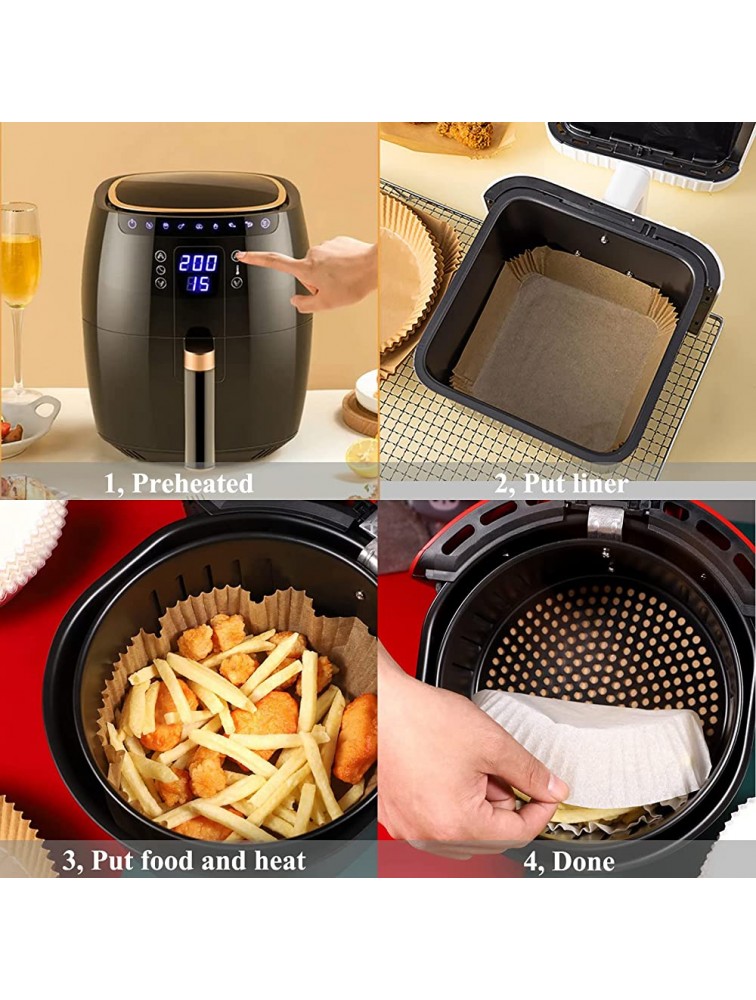 Air Fryer Disposable Paper Liner 7.9 inch Air Fryer Liners Round Air Fryer Parchment Paper Liners Baking Paper Liners for Air Fryer Basket Non-Stick Oil-proof Water-proof 50PCS - BRO8AX2A3