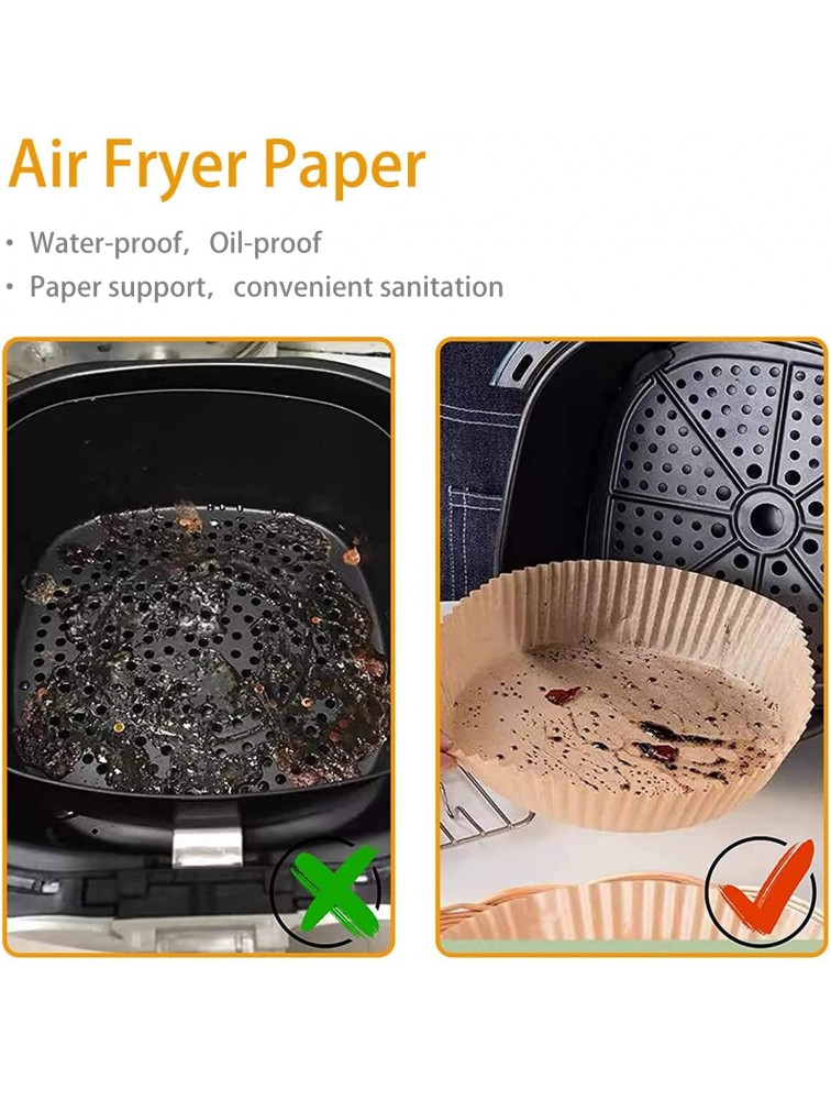 Air Fryer Disposable Paper Liner Non-stick Disposable Air Fryer Liners Baking Paper for Air Fryer Oil-proof Water-proof Food Grade Parchment for Baking Roasting Microwave 100Pcs -7.9inch… - BYTOEIEJ1