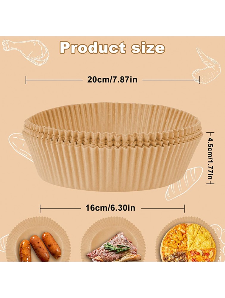 Air Fryer Disposable Paper Liner Round Without Hole Air Fryer Paper Sheets Liners Unbleached Non-stick Baking Paper Air Fryer Parchment Paper for Baking Air Fryer Steamer Natural 50PCS - BI3EZWHD6