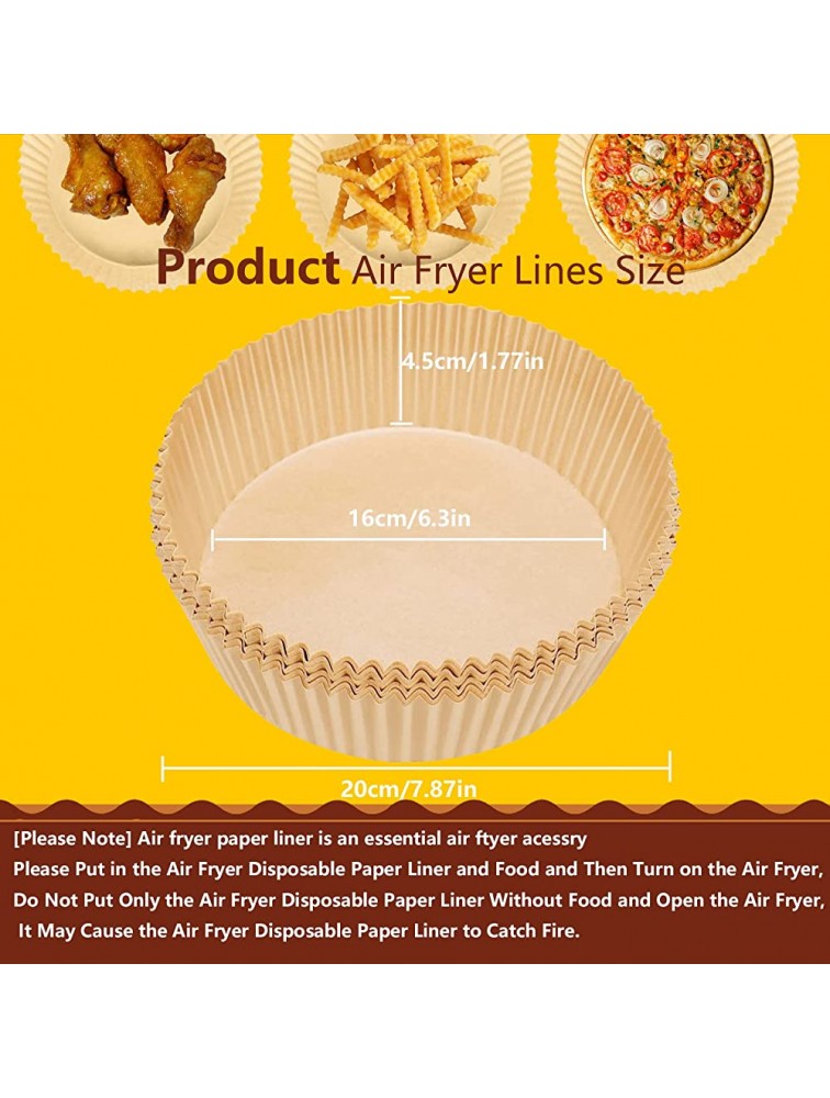 Air Fryer Disposable Paper LinerDiameter 6.3inch 100Pcs Non-stick Disposable Air Fryer Liners Food Grade Baking Paper Baking Microwave Baking Paper. 100 - BA8FT6H15