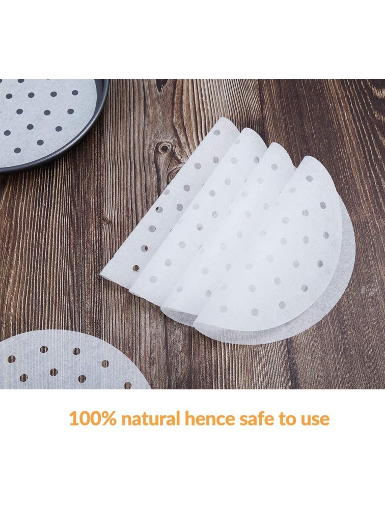 Air Fryer Liners 200 Pack 7 8 9 Perforated Parchment Non-Stick Air Fryer Liners Bamboo Steaming Paper Perforated Parchment Paper Sheets Round-White - BUG6W1O6P