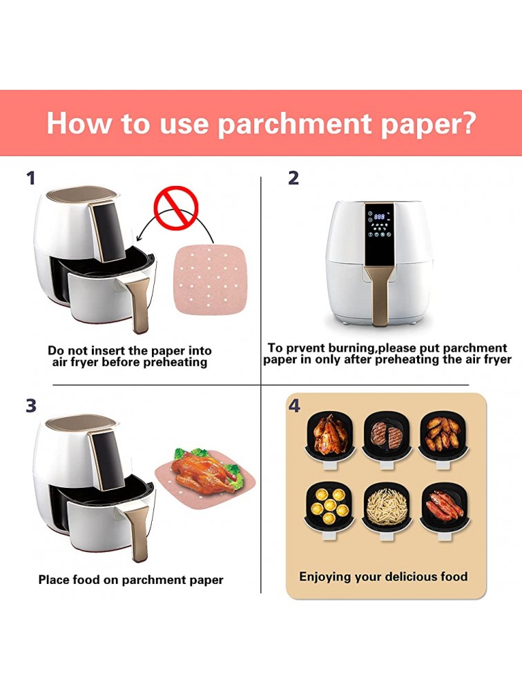 Air Fryer Parchment Paper 200pcs Air Fryer Liners Yandls 8.5 In Non-Stick Air Fryer Disposable Liners Square Perforated Parchment Paper Liners for Baking Cookies Cooking Air Fryer Oven - BSGWJW7HG