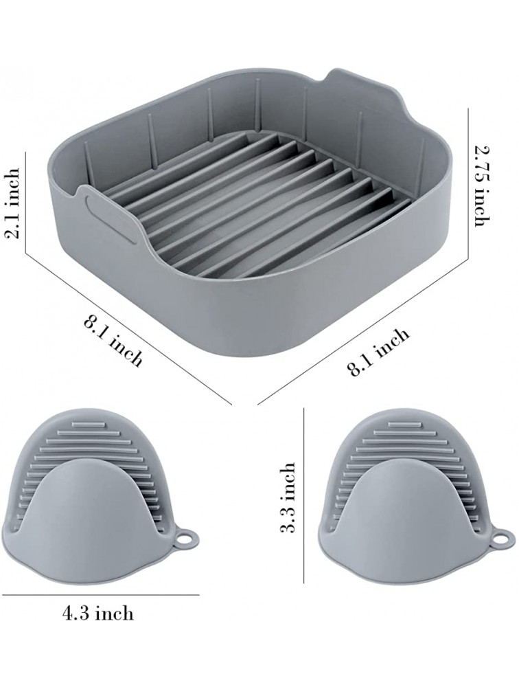 Air Fryer Silicone Pot Air Fryer Liners for 6.5 QT or Bigger Square Food Safe Reusable Air Fryer Silicone Basket,Easy Cleaning Air Fryer Pan with Heat-proof Gloves - BQV6144VT