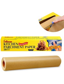 Delicasea Unbleached Parchment Paper Roll 15 in x 200 ft with Slide Cutter 250 SQ FT Baking Paper Roll for Cooking Roasting Grilling - BD8AGUXPK