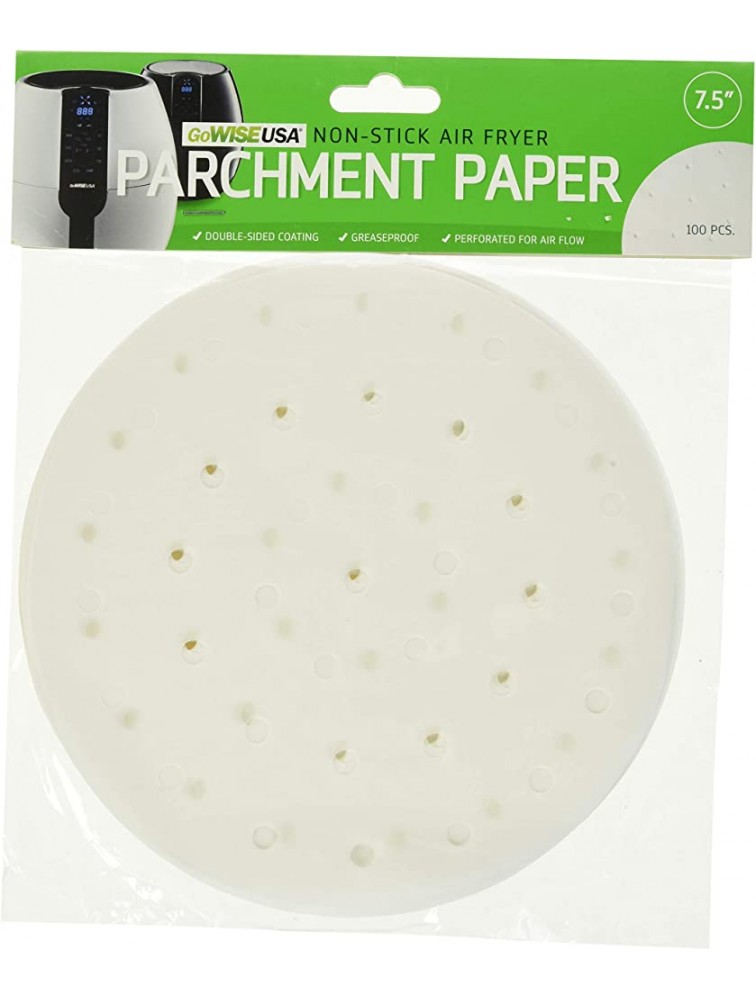 GoWISE USA GWA0005 Perforated Parchment Non-Stick Liners for Air Fryers Steaming Dumplings-100 Pcs 7.5 Inches White - BHPKG42QJ
