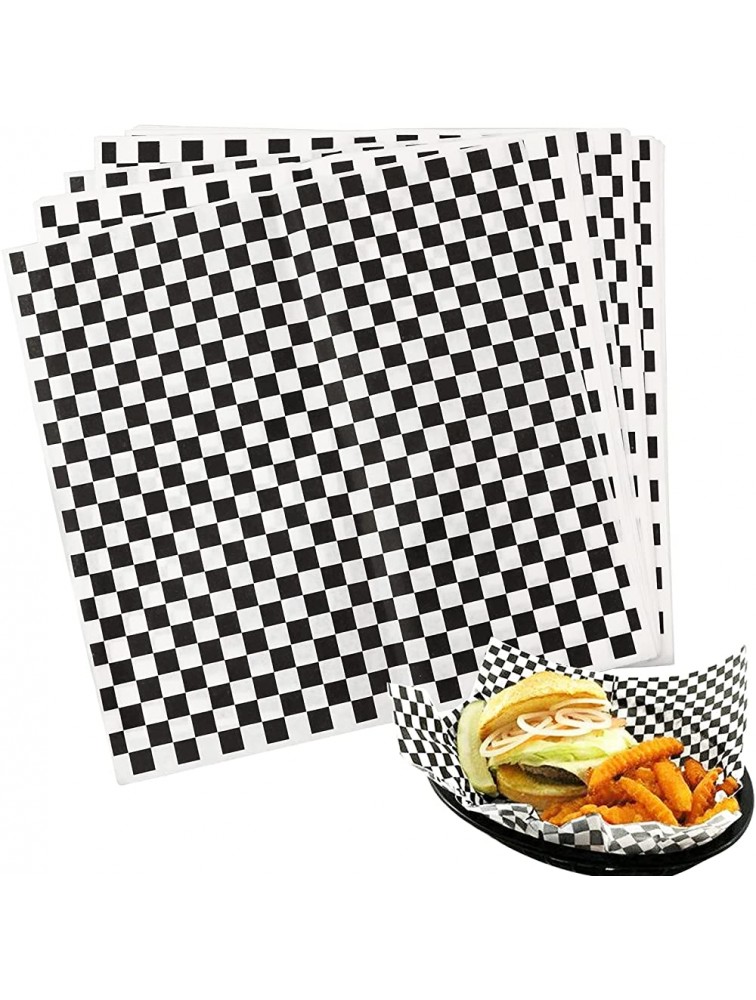 Hslife 100 Sheets Black and White Checkered Dry Waxed Deli Paper Sheets Paper Liners for Plastic Food Basket Wrapping Bread and Sandwiches11''x11.6'' - B1I5QHC3I