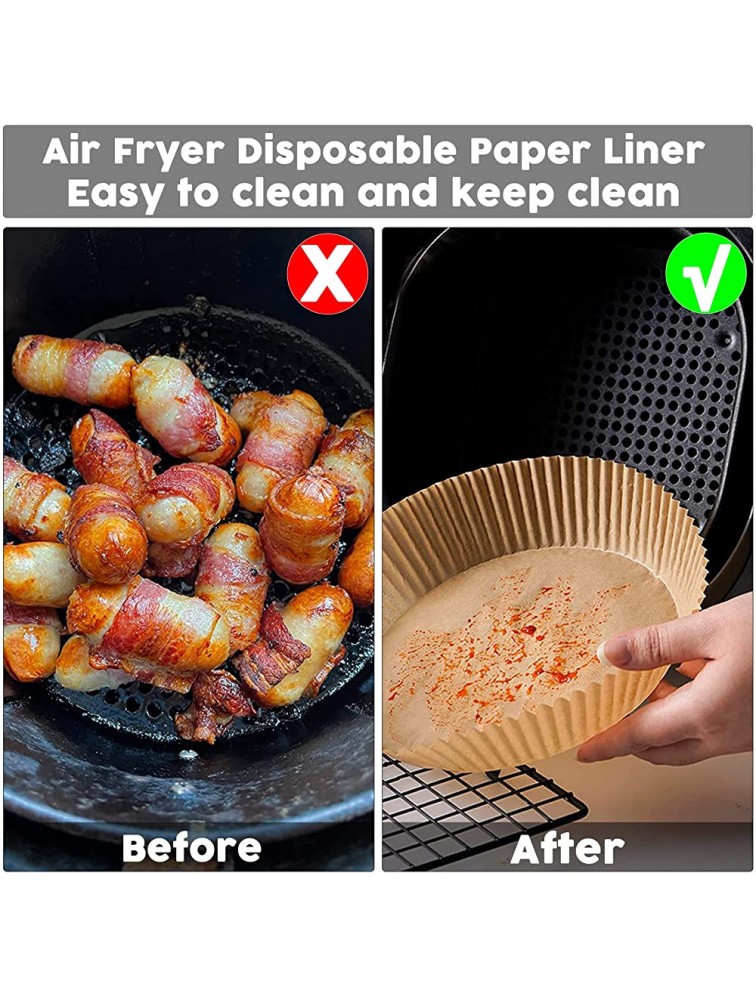 LOMSIOY Air Fryer Liner 100pcs Air Fryer Disposable Paper Liner Airfryer Parchment Liners Baking Paper for Cooking Oil-proof Water-proof Round Food Grade Sheets for Roasting Microwave - BECIS6CA6