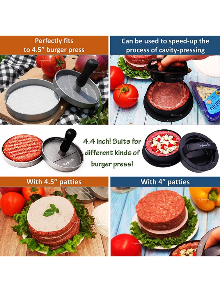 Meykers Patty Paper Sheets for 4 4.5 Inch Burger Press | 500 pcs Round | Hamburger Maker Non-Stick Heat Resistant Circle Wax Parchment Paper liege waffle keto chaffle Cookie Cake Bake - BV0ZD1XZ2