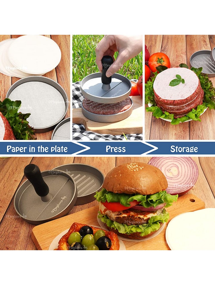 Meykers Patty Paper Sheets for 4 4.5 Inch Burger Press | 500 pcs Round | Hamburger Maker Non-Stick Heat Resistant Circle Wax Parchment Paper liege waffle keto chaffle Cookie Cake Bake - BV0ZD1XZ2